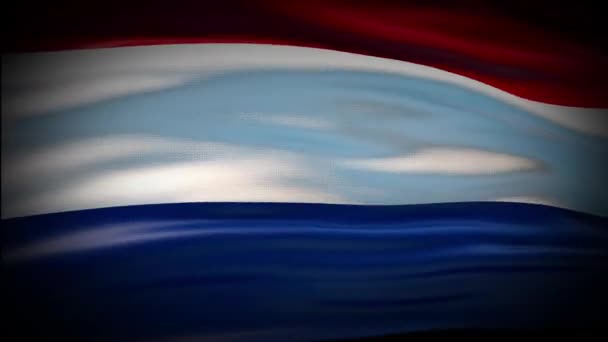 Animace Nizozemská vlajka mává hladkou smyčkou. Nizozemská vlajka vlaje ve větru. Realistická 4K národní vlajka Nizozemska Closeup. — Stock video