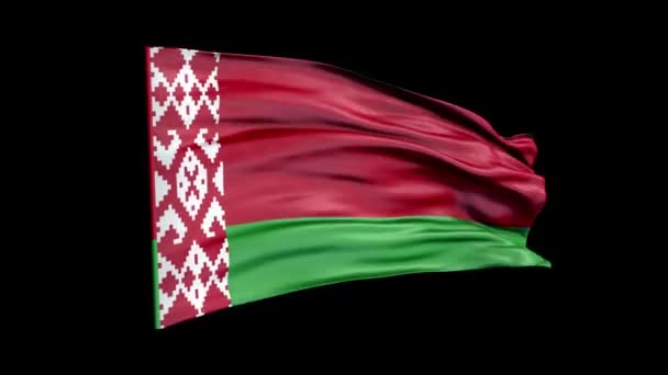 La bandera realista de Bielorrusia ondea animación 3D. Bandera nacional de Belarús. 4K Bielorrusia bandera animación de bucle sin costura. — Vídeo de stock