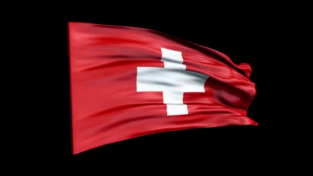Realistická vlajka Švýcarska mává 3D animací. Švýcarská národní vlajka. 4K Switzerland flag seamless loop animation. — Stock video