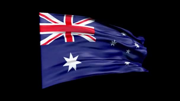 现实的澳大利亚国旗在挥动3D动画。澳大利亚的国旗。4K澳大利亚国旗无缝循环动画. — 图库视频影像