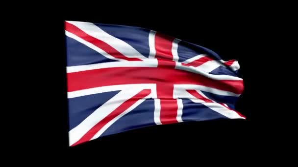 Realisztikus Egyesült Királyság zászló integetett 3D animáció. Egyesült Királyság nemzeti lobogója. 4K Egyesült Királyság zökkenőmentes hurkos animáció. — Stock videók