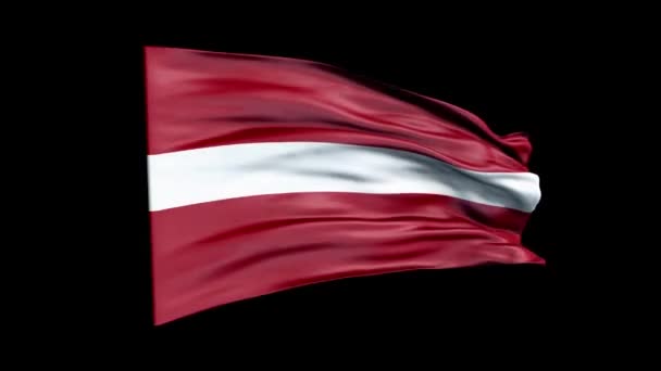 Realistická lotyšská vlajka mává 3D animací. Lotyšská národní vlajka. 4K Lotyšsko flag seamless loop animation. — Stock video