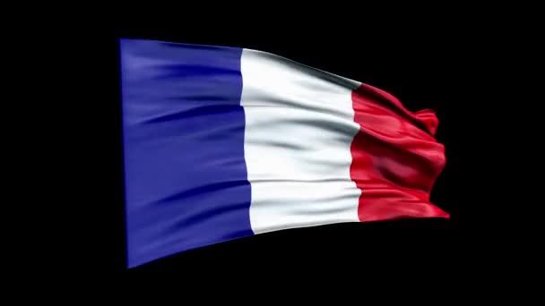 Bandera realista de Francia está agitando la animación 3D. Bandera nacional de Francia. Animación de bucle inconsútil bandera de 4K Francia. — Vídeo de stock