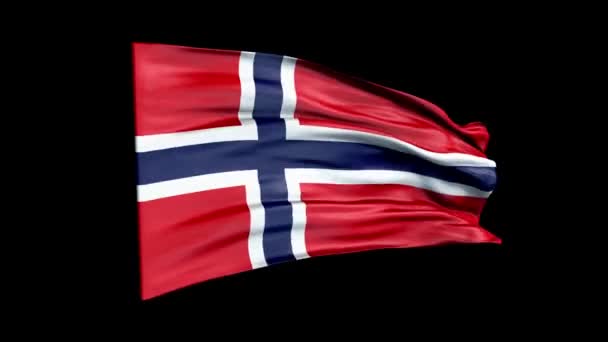 Die realistische Norwegen-Flagge weht in 3D-Animation. Norwegische Nationalflagge. 4K Norwegen Flagge nahtlose Schleifenanimation. — Stockvideo