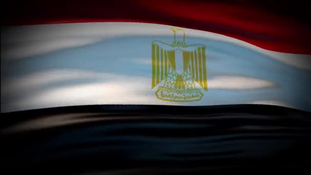 Animace Egypt vlajka je mávání bezešvé smyčky. Egyptská vlajka vlaje ve větru. Realistická 4K národní vlajka Egypta Closeup. — Stock video