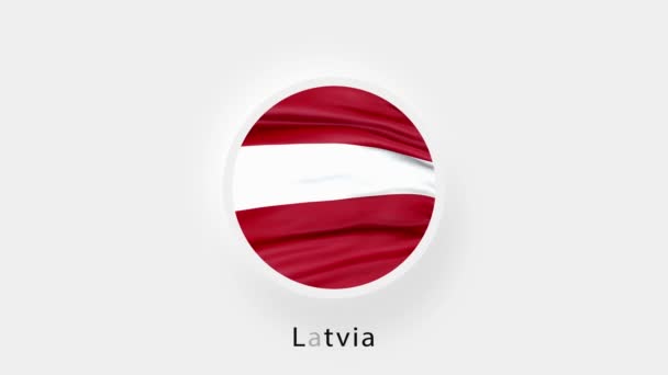 Letland Circulaire Vlaggenlus. Geanimeerde nationale vlag van Letland. Realistisch Letland zwaaiende vlag. 4K — Stockvideo