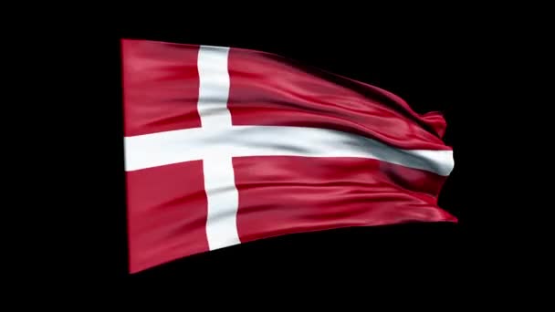 Realistiska Danmark flaggan viftar 3D-animation. Danmarks flagga. 4K Danmark flagga sömlös loop animation. — Stockvideo