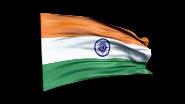 Realistische India vlag zwaait met 3D animatie. Nationale vlag van India. 4K India vlag naadloze lus animatie. — Stockvideo