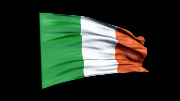 Realistisch Ierland vlag zwaait met 3D animatie. Nationale vlag van Ierland. 4K Ierland vlag naadloze lus animatie. — Stockvideo