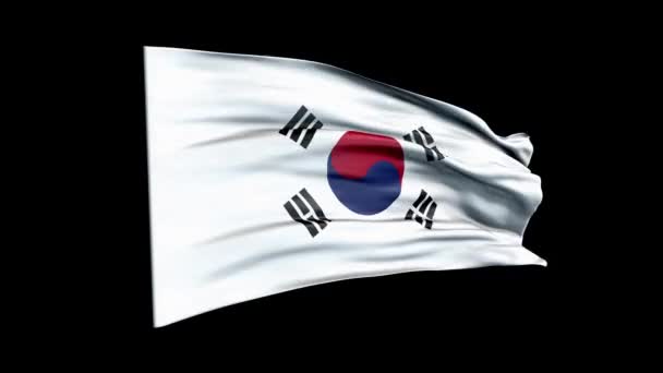 现实的韩国国旗在挥动3D动画。韩国的国旗。4K韩国国旗无缝循环动画. — 图库视频影像