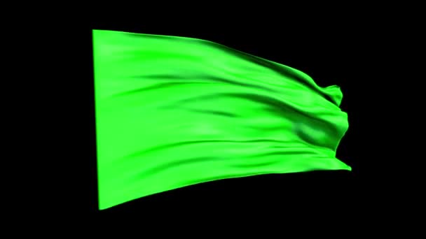 Animace Zelená vlajka mává hladkou smyčkou. Realistická zelená vlajka vlála ve větru zblízka. Prázdný zelený příznak. — Stock video