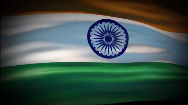 Animatie India vlag zwaait naadloze lus. India vlag wapperend in de wind. Realistische 4K nationale vlag van India Close-up. — Stockvideo