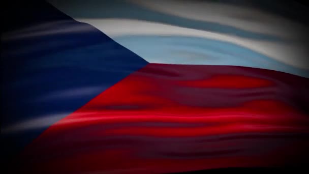 动画片《捷克国旗》正在挥动无缝回旋.捷克国旗在风中飘扬。现实的4K型捷克克洛伊索普国旗. — 图库视频影像