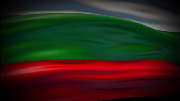 Animatie Bulgarije vlag zwaait naadloze lus. Bulgarije vlag wappert in de wind. Realistische 4K nationale vlag van Bulgarije Closeup. — Stockvideo