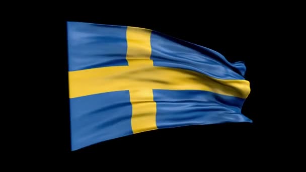 Realistiska Sverigeflaggan viftar med 3D-animation. Nationell flagga. 4K Sweden flagga sömlös loop animation. — Stockvideo