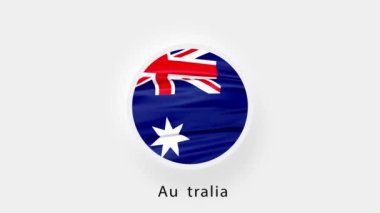 Avustralya Dairesel Bayrak Döngüsü. Avustralya 'nın ulusal bayrağı. Gerçekçi Avustralya Bayrağı dalgalanması. 4K