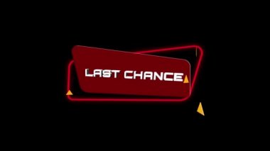 3D animasyon metni son moda düz geometrik afiş için son şans. Uçan ve dönen nesne. 4K Video hareketli grafik canlandırması.