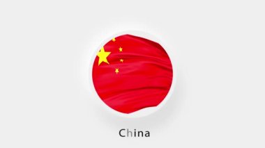Çin dairesel bayrak döngüsü. Çin 'in hareketli ulusal bayrağı. Gerçekçi Çin Bayrağı dalgalanması. 4K