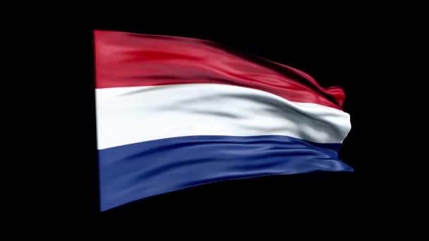 Realisztikus holland zászló lengeti 3D animáció. Hollandia nemzeti lobogója. 4K Hollandia zökkenőmentes hurkos animáció. — Stock videók