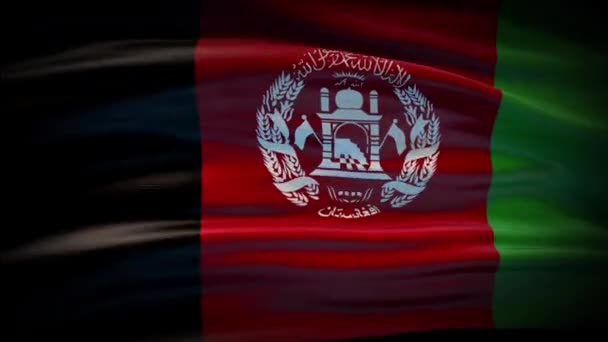 Animazione La bandiera afghana sventola senza soluzione di continuità. Bandiera afghana sventola nel vento. Bandiera nazionale 4K realistica dell'Afghanistan Primo Piano. — Video Stock