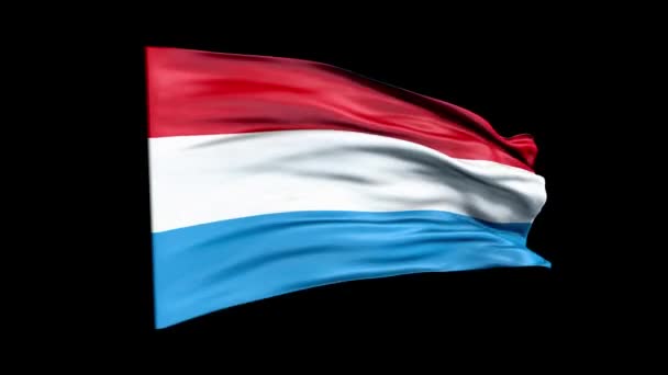 Den realistiska luxemburgska flaggan viftar med 3D-animation. Luxemburgs nationella flagga. 4K Luxemburg flagga sömlös loop animation. — Stockvideo