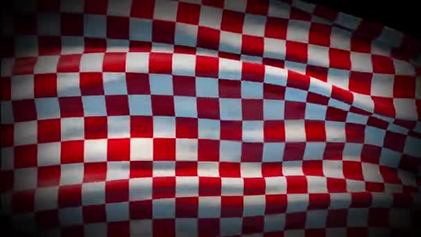 Animation Checkered Race vinkar sömlös loop. Kontrollera Flag vågigt silke tyg fladdrande. Realistiska 4K Racing Flaggor, sömlös loopas viftande bakgrund. Formel 1 bil motor sport. — Stockvideo