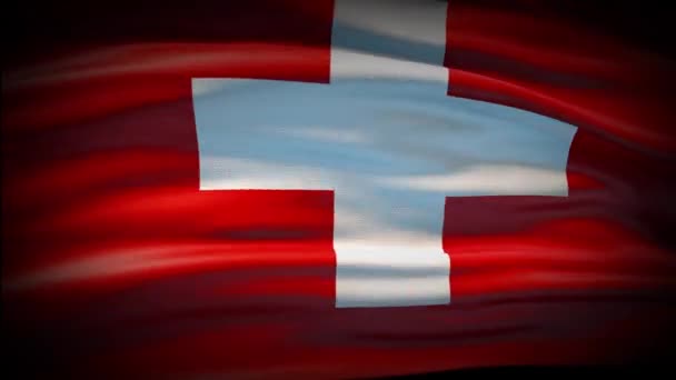 Animáció Svájc zászló lengő zökkenőmentes hurkot. Svájci zászló lengett a szélben. Realisztikus 4K nemzeti zászló Svájc Szoros. — Stock videók