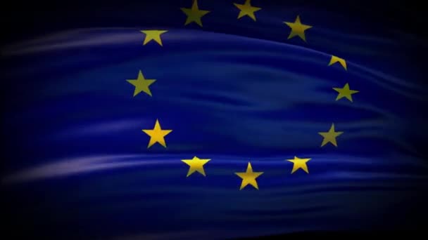 Animation Le drapeau de l'Union européenne brandit une boucle transparente. Drapeau de l'Union européenne agitant le vent. Drapeau national réaliste 4K de l'Union européenne Gros plan. — Video