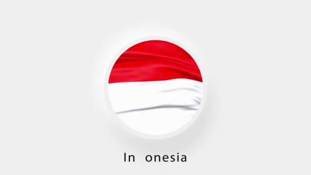 Indonesia Circular Flag Loop. Bandera nacional animada de Indonesia. Bandera realista de Indonesia ondeando. 4K — Vídeo de stock