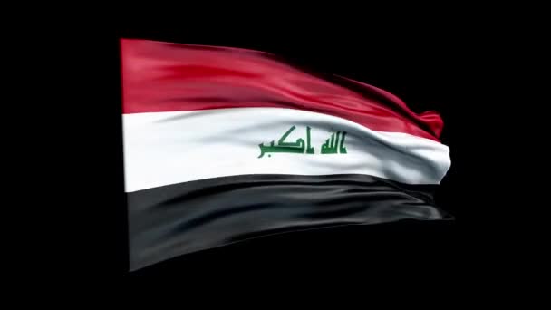 Realistická irácká vlajka mává 3D animací. Národní vlajka Iráku. 4K irácká vlajka bezešvé smyčky animace. — Stock video