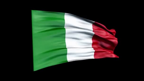 Drapeau Italie réaliste agite animation 3D. Drapeau national d'Italie. 4K Italie drapeau sans couture boucle animation. — Video