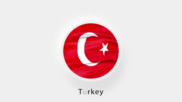 Lingkaran Bendera Melingkar Turki. Animasi bendera nasional Turki. Bendera Turki yang realistis melambai. 4K — Stok Video
