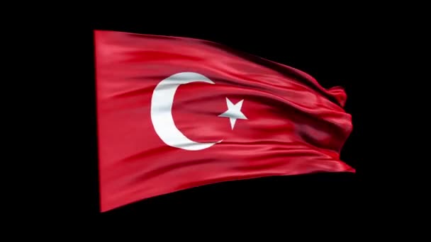 Bandera realista de Turquía está agitando la animación 3D. Bandera nacional de Turquía. Animación de bucle inconsútil de bandera de Turquía 4K. — Vídeos de Stock