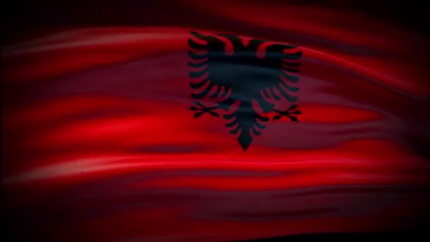 Animation Albania flag is waving seamless loop. Albania flag waving in the wind. Realistic 4K national flag of Albania closeup. — Stock Video