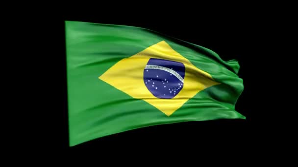 Realistická brazilská vlajka mává 3D animací. Brazilská národní vlajka. 4K Brazílie vlajka bezešvé smyčky animace. — Stock video