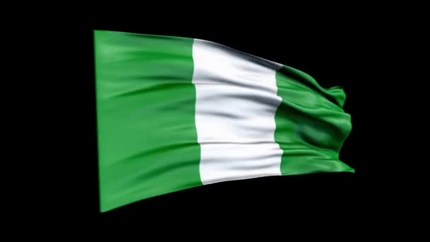 Bandiera Nigeria realistica sta sventolando animazione 3D. Bandiera nazionale della Nigeria. 4K Nigeria bandiera senza soluzione di continuità loop di animazione. — Video Stock