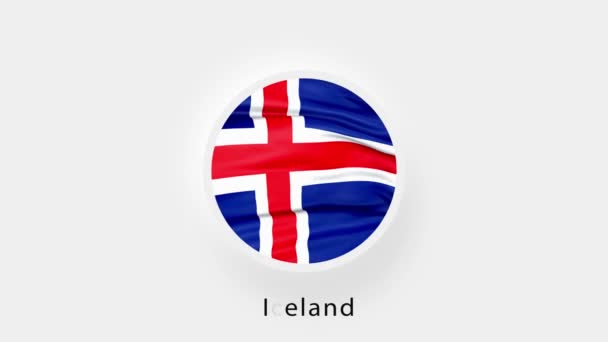 Islandia Circular Flag Loop. Bandera nacional animada de Islandia. Bandera realista de Islandia ondeando. Vídeo 4K — Vídeos de Stock