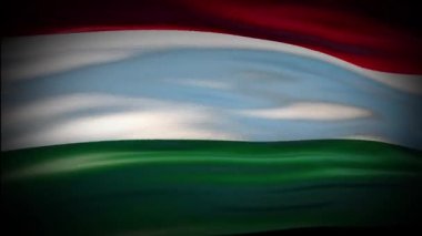 Animasyon Macar bayrağı pürüzsüz bir döngü sallıyor. Rüzgarda sallanan Macaristan bayrağı. Macaristan Ulusal Bayrağı Gerçekçi 4K Kapanış.