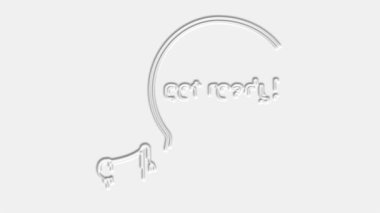 Hazır ol mesaj. Metinli megafon hazır konuşma balonu pankartı. Hoparlör. 4K video hareketi grafiği