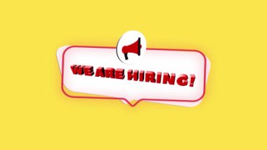 Sarı arkaplanda izole edilmiş 3D gerçekçi megafon simgesi kullanıyoruz. Konuşma baloncuklu megafon ve düz dizayn metinlerini işe alıyoruz. 4K video hareketi grafiği