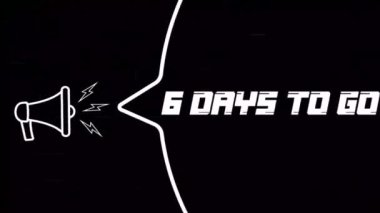 Konuşma baloncuklu megafon ve eski televizyon arızası engelleme ekranına mesaj göndermek için 6 gün. Mesajlaşmak için 6 gün öncesinin animasyonu. 4K video hareketi grafiği