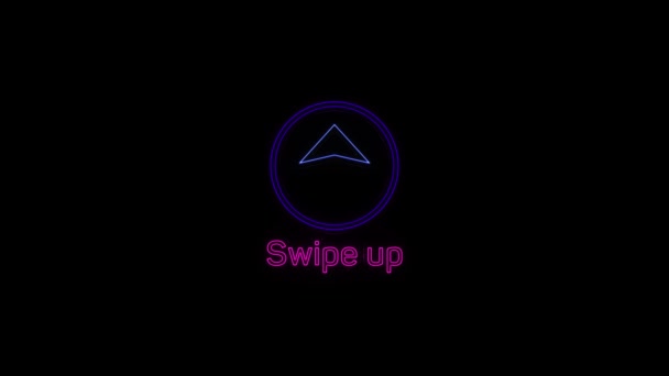 Swipe up neon icon. Scroll arrow up drag button up social media interface action icon. Motion graphic. Swipe up animation footage. — Stock Video