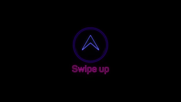 Swipe up neon icon. Scroll arrow up drag button up social media interface action icon. Motion graphic. Swipe up animation footage.