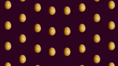 Renkli tavuk yumurtası deseni. Pop sanat tasarımı. Yumurtayla kusursuz desen. Üst Manzara. Gerçekçi animasyon. 4K video hareketi