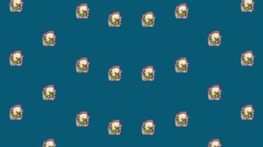 Japon suşi rulolarının renkli deseni. Suşi ile kusursuz desen. Üst Manzara. Gerçekçi animasyon. 4K video hareketi