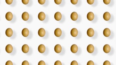 Renkli tavuk yumurtası deseni. Yumurtayla kusursuz desen. Üst Manzara. Gerçekçi animasyon. 4K video hareketi