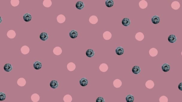 Färgrikt mönster av färska blåbär. Högst upp. Sömlöst mönster med blåbär. Popkonst design. Realistisk animation. 4K-videoverk — Stockvideo