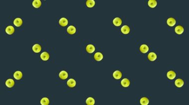 Taze elmaların renkli meyve deseni. Elmayla kusursuz desen. Gerçekçi animasyon. 4K video hareketi