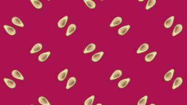 Değişen taze avokadoların renkli meyve deseni. Avokado ile kusursuz desen. Gerçekçi animasyon. 4K video hareketi