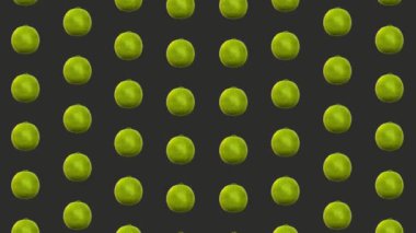 Yeşil arka planda gölgeli taze limon renkli meyve deseni. Limonlu kusursuz desen. Gerçekçi animasyon. 4K video hareketi